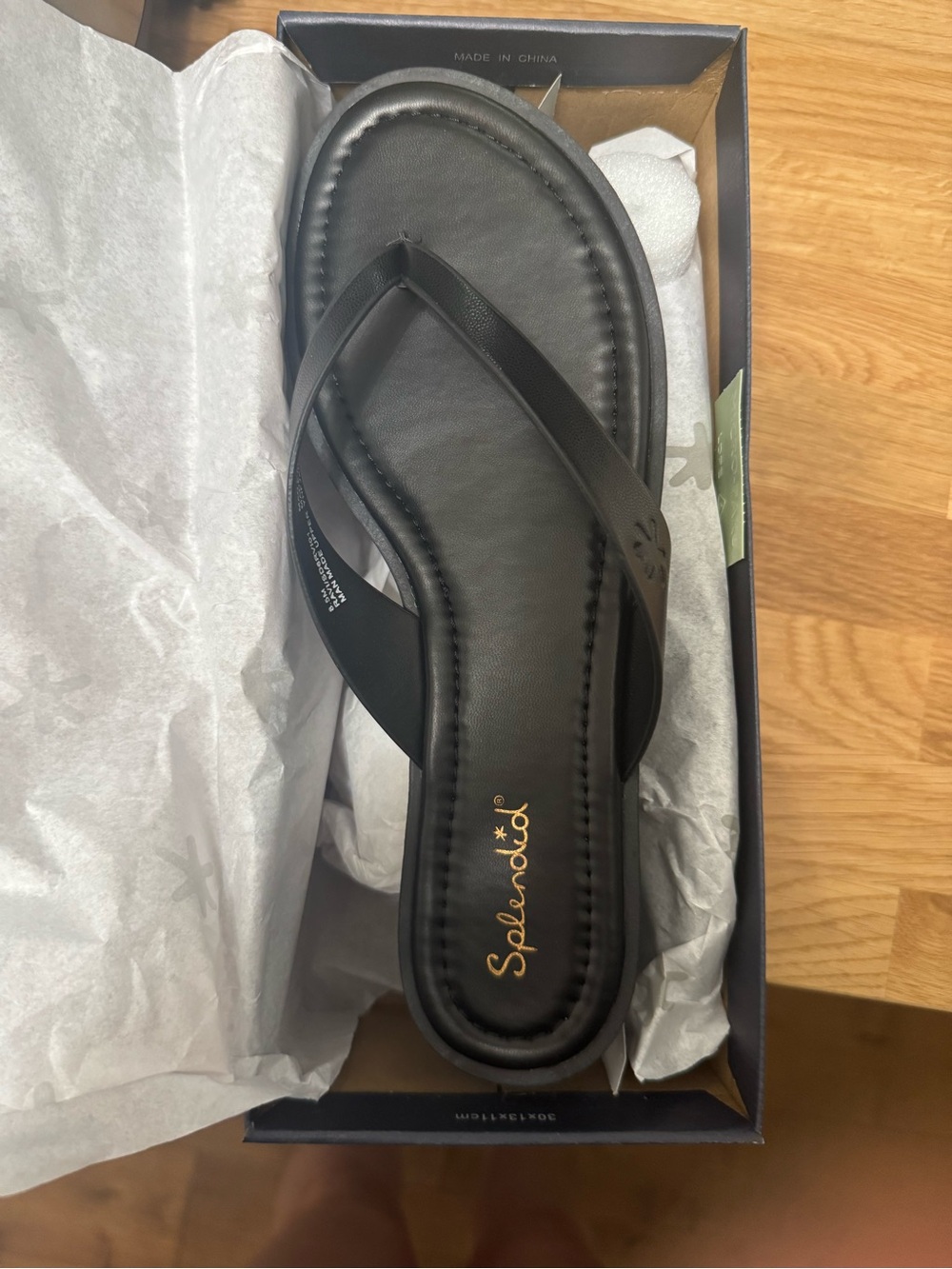 Black Genuine Leather Flip Flops - New in Box Size 8.5 & 9.5